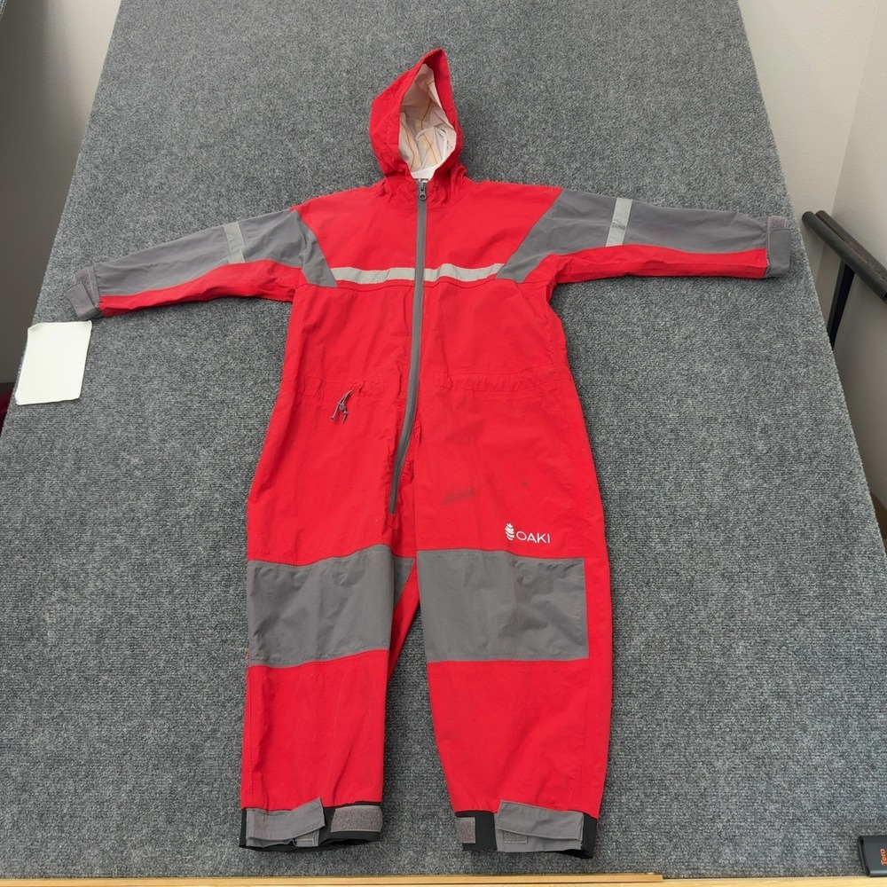 Oaki Rain Suit Kids S Red Waterproof Reflective Hooded Outdoor Gorpcore